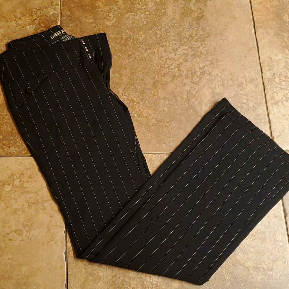 Guess black pinstripe pants